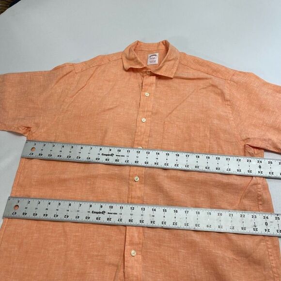 Brooks Brothers Orange Irish Linen Short Sleeve Button Up Shirt Size Large - Picture 5 of 8